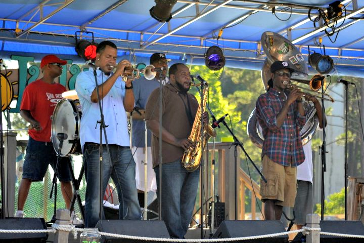 Musicians performing on stage at Lulupalooza