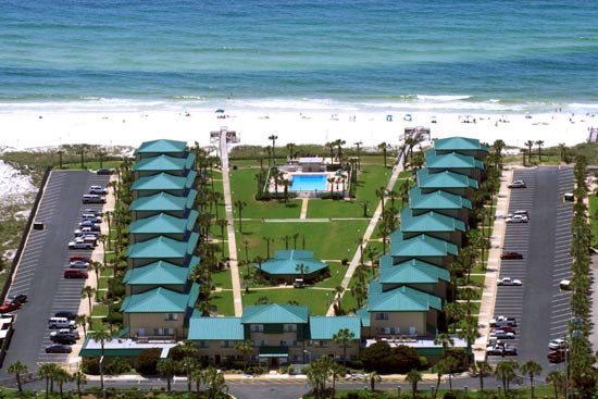 Aerial view of Seaspray Condominiums in Fort Walton Beach