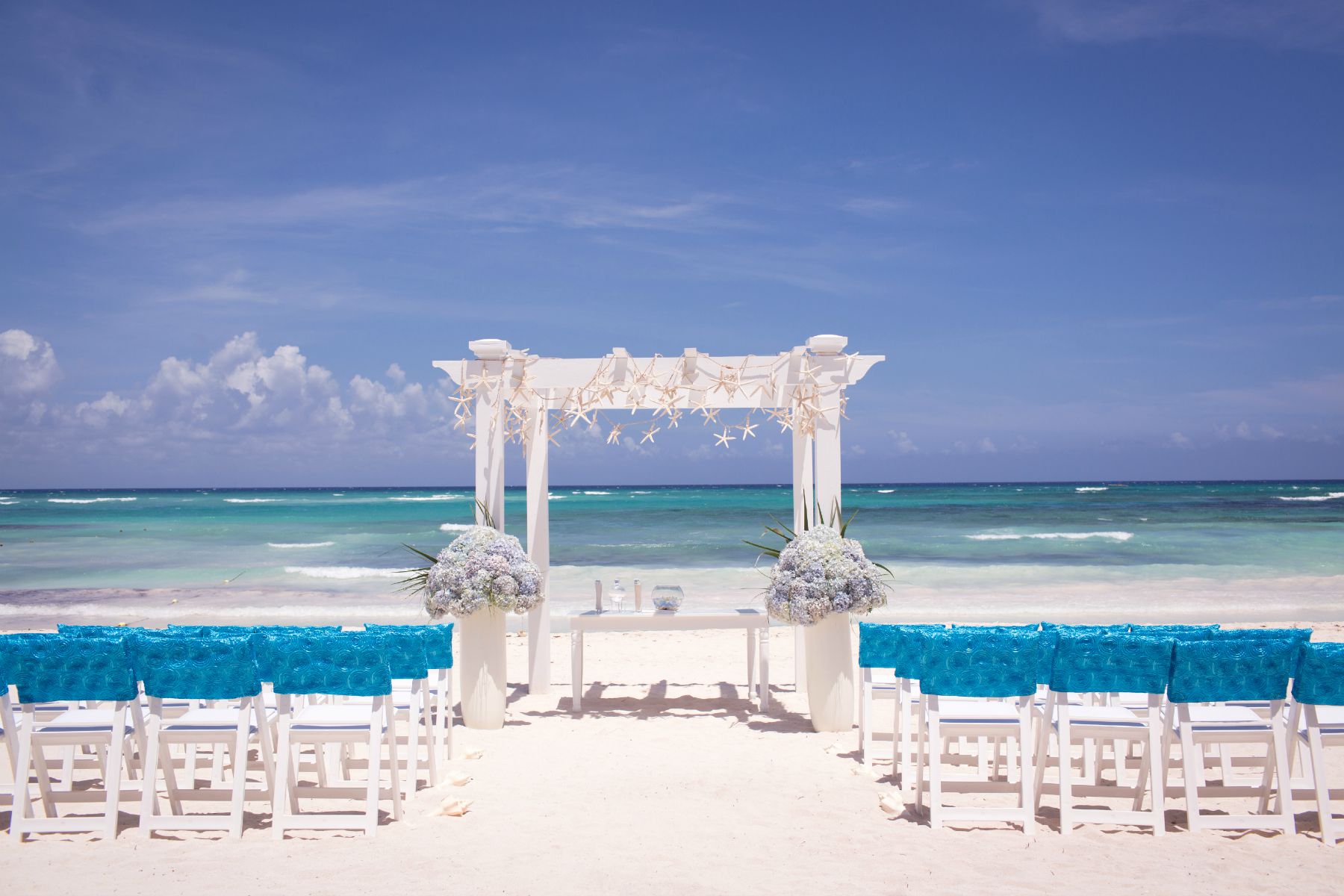 beach wedding set up