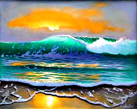 Anna Maria Island Art League small stylized painting of surf against the sand
