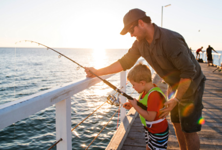 Fishing from a pier can be one of the most memorable and easiest family activities to enjoy at the beach.