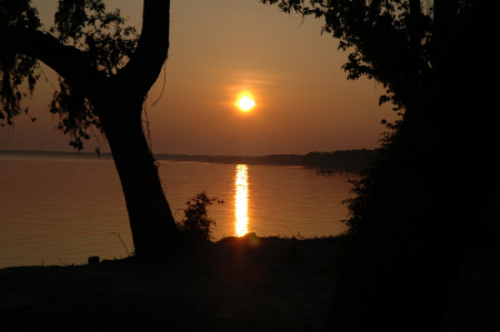 Sunset view at Bay Breeze RV Park on Mobile Bay.