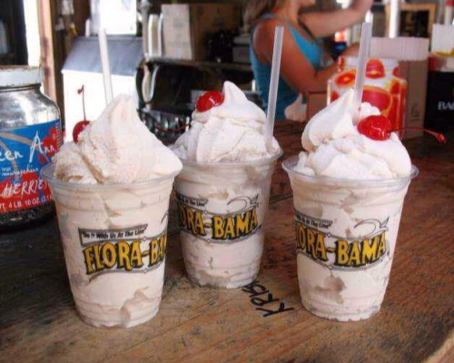 Bushwackers, made famous by the Flora Bama, include ice cream and 7 different liquors.