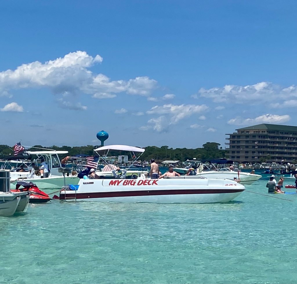 video of boats and people at Crab Island in Destin, Florida