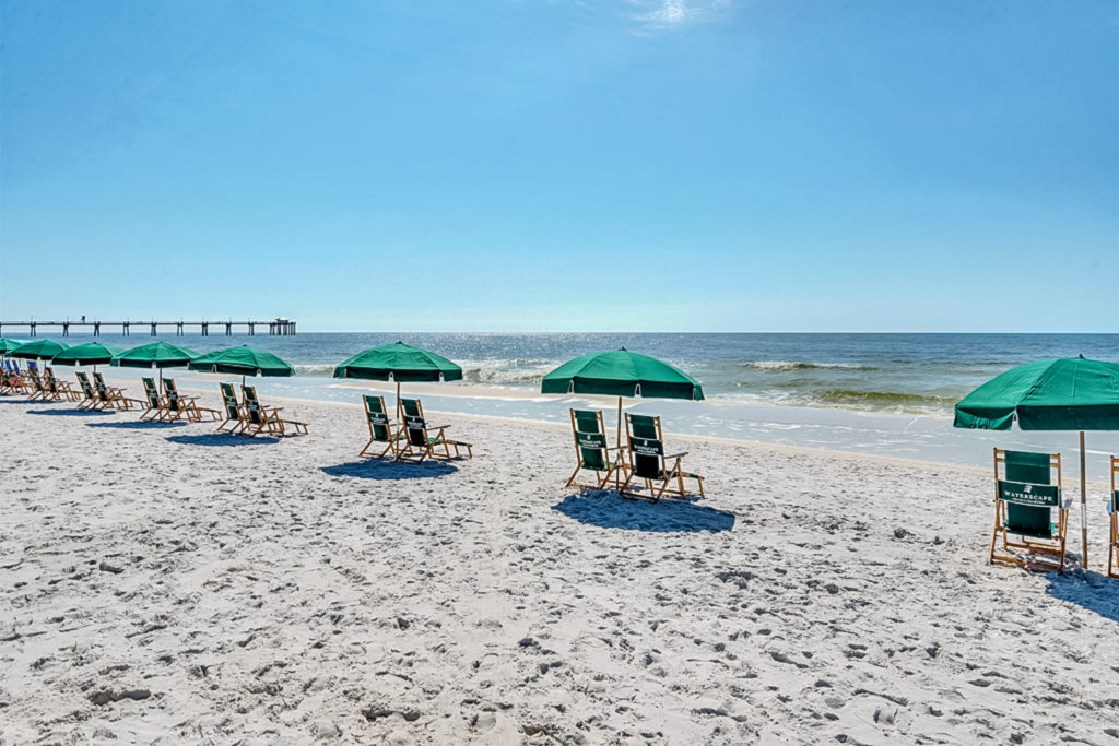 The beach in front of Waterscape Resort includes beach service.