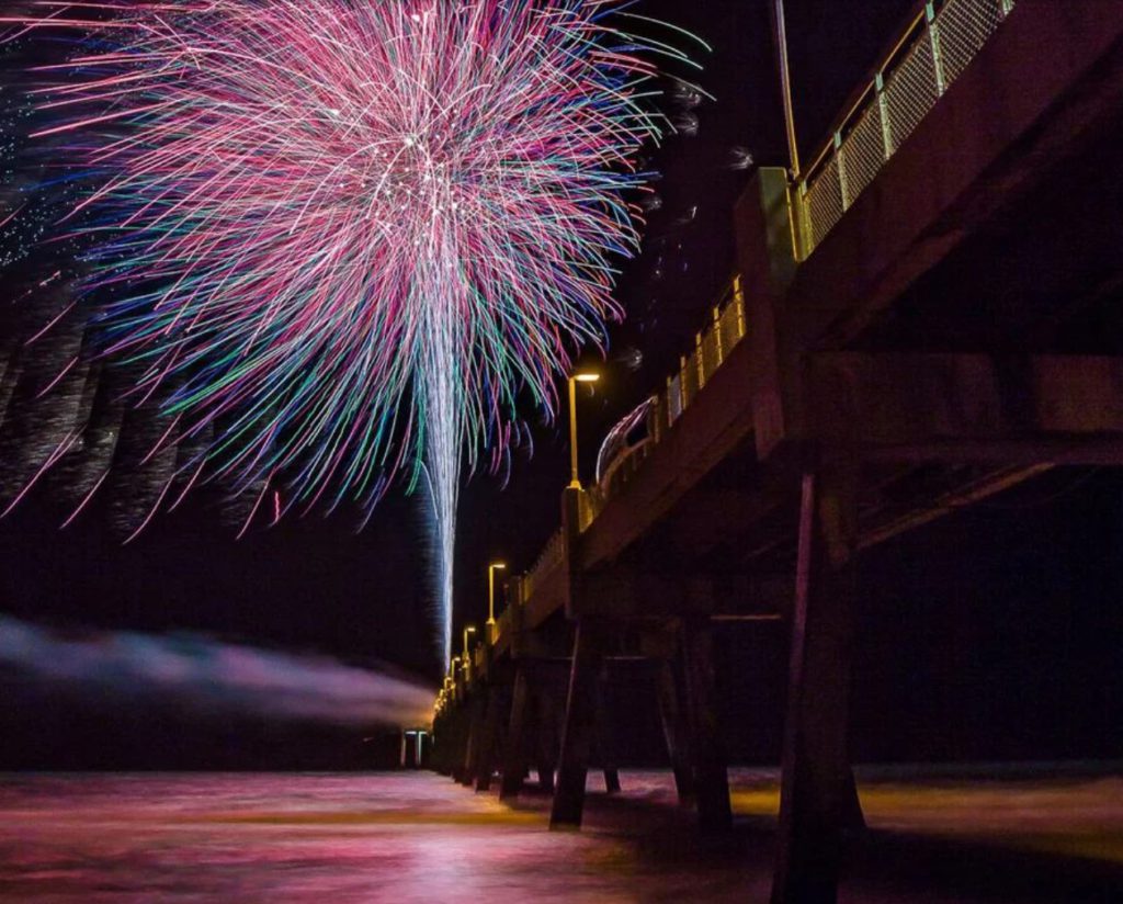 Fireworks seen from the Okaloosa Island Fishing pier