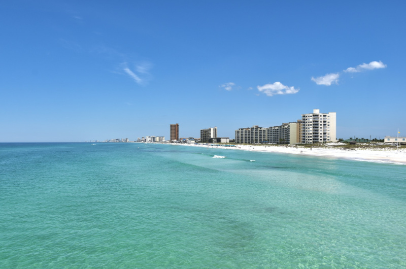 view of the coast line in Gulf Shores, Alabama